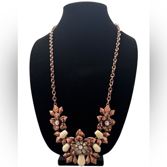 Fall Inspired Brass Colored Floral Statement Necklace - Picture 2 of 4